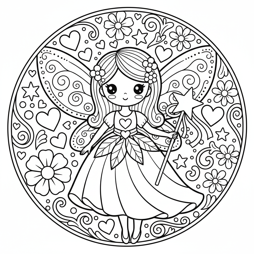 Fairy coloring page for women - Standard style
