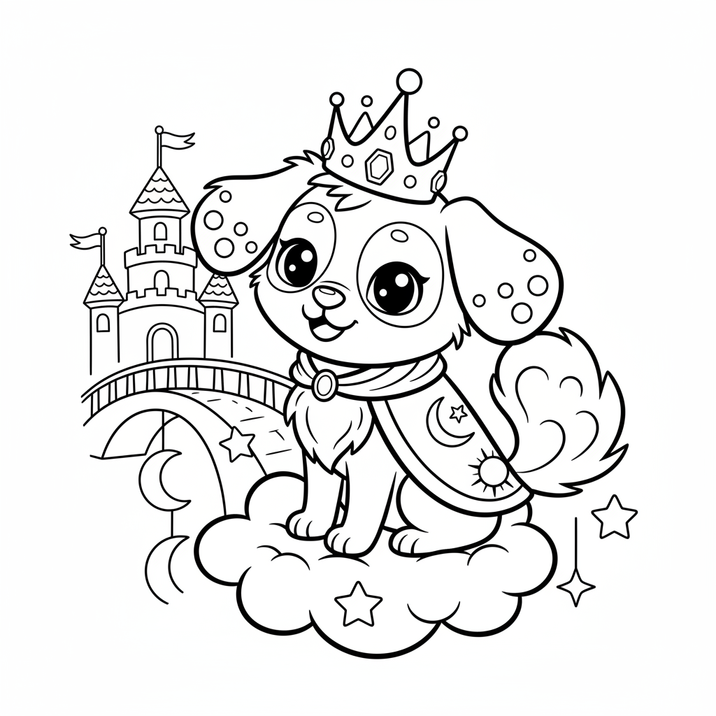 Dog coloring page for everyone - Fantasy style