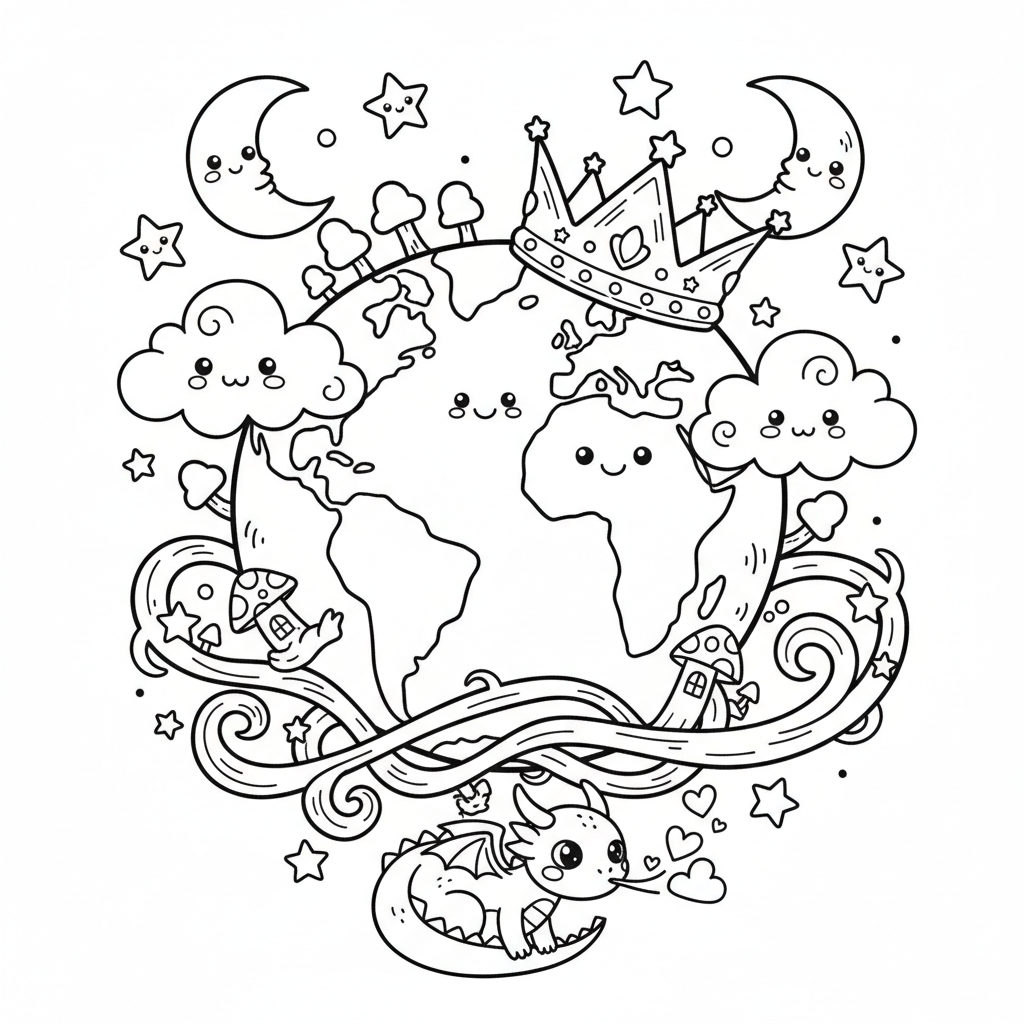 Free printable Earth coloring page for Everyone. High-quality black and white coloring sheet designed for Everyone. Perfect for creativity and fun.