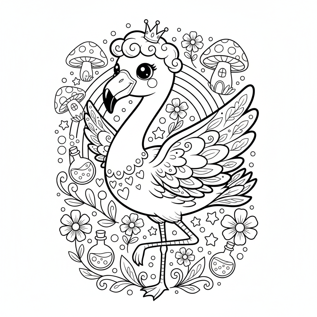 Free printable Flamingo coloring page for Everyone. High-quality black and white coloring sheet designed for Everyone. Perfect for creativity and fun.