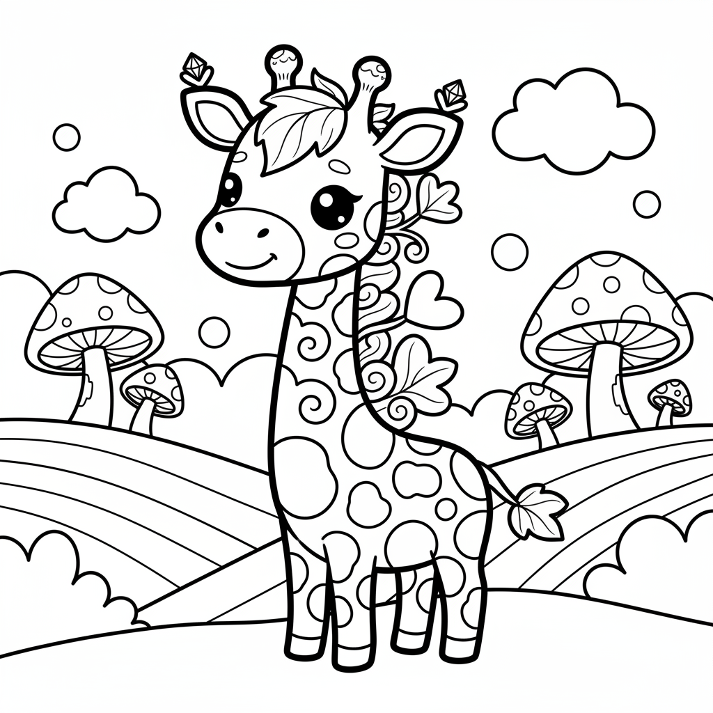 Free printable Giraffe coloring page for Everyone. High-quality black and white coloring sheet designed for Everyone. Perfect for creativity and fun.