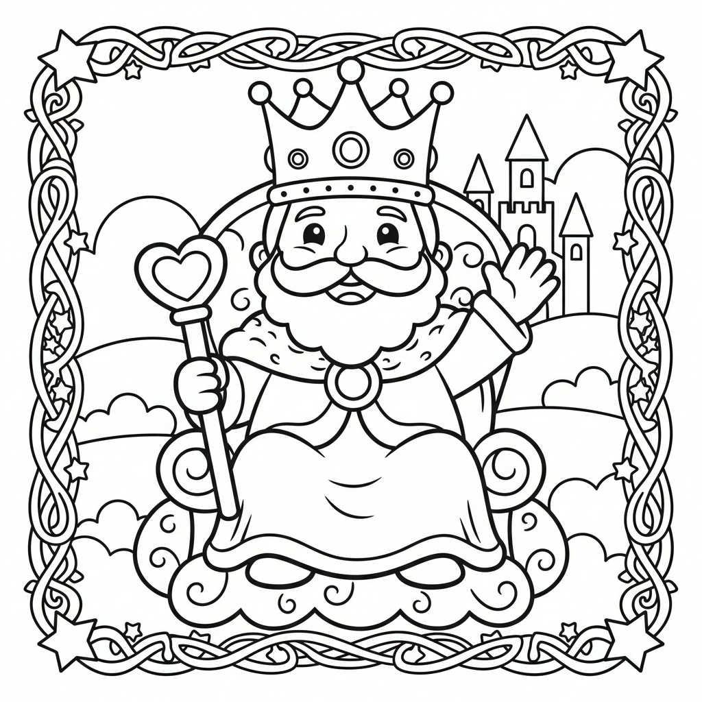 King coloring page for everyone - Fantasy style