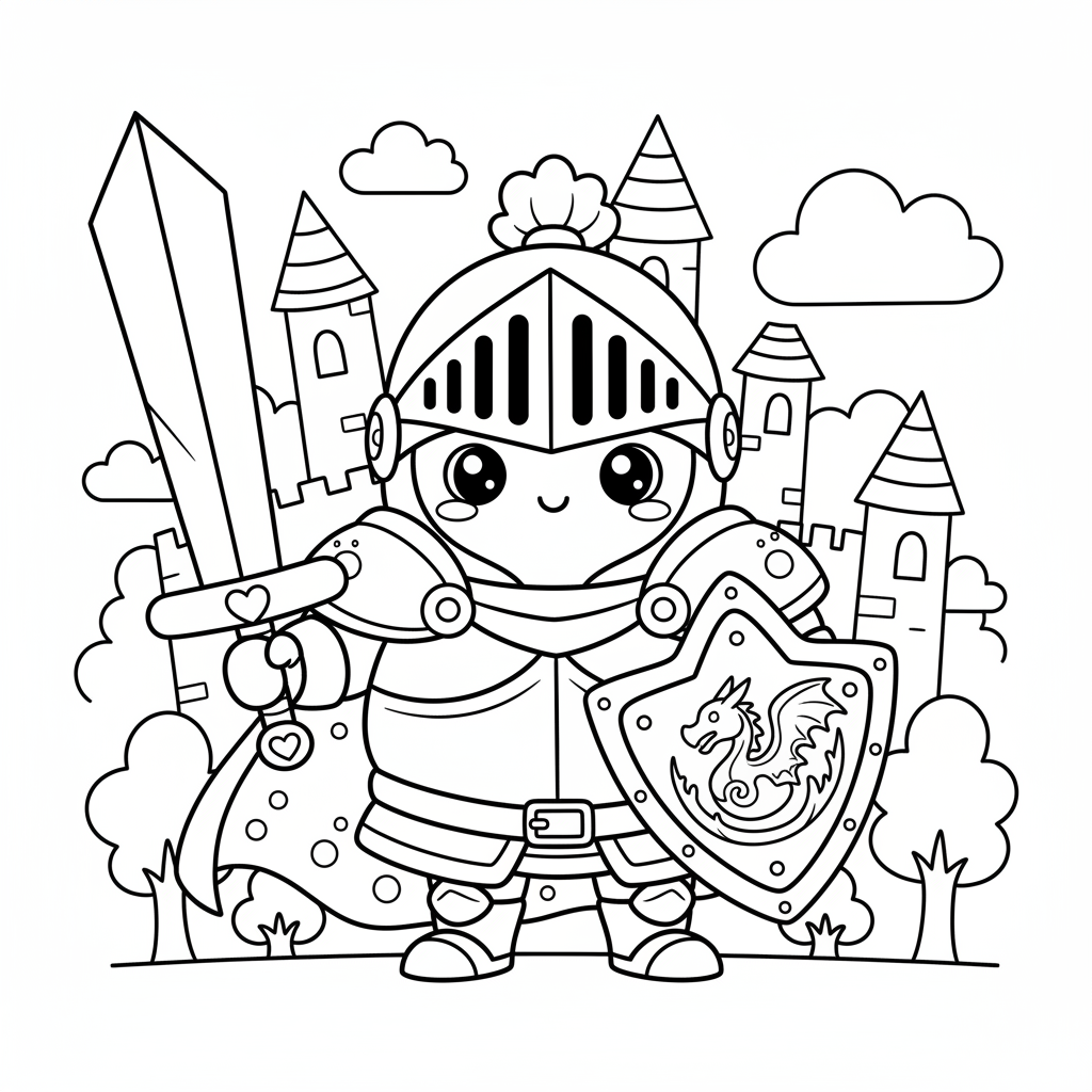 Knight coloring page for everyone - Fantasy style