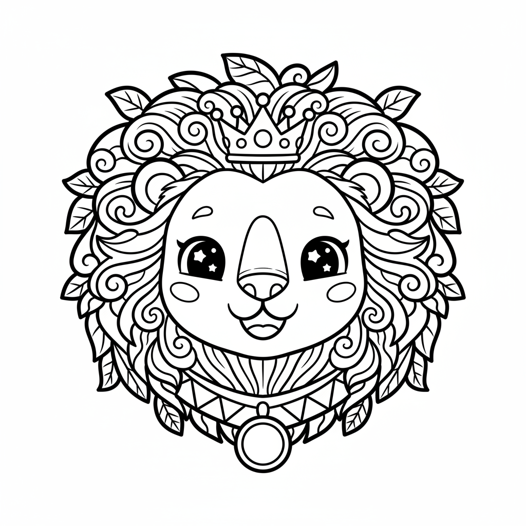 Lion coloring page for everyone - Fantasy style