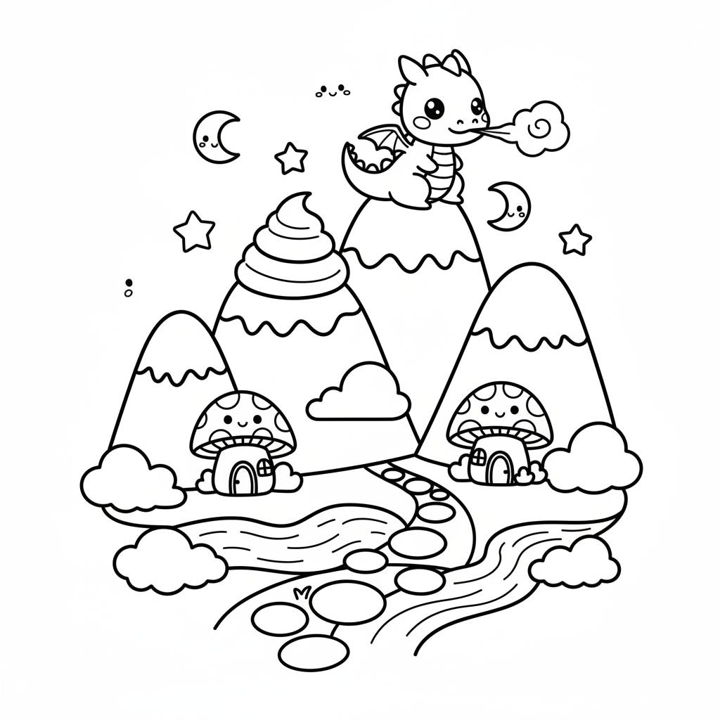 Free printable Mountain coloring page for Everyone. High-quality black and white coloring sheet designed for Everyone. Perfect for creativity and fun.