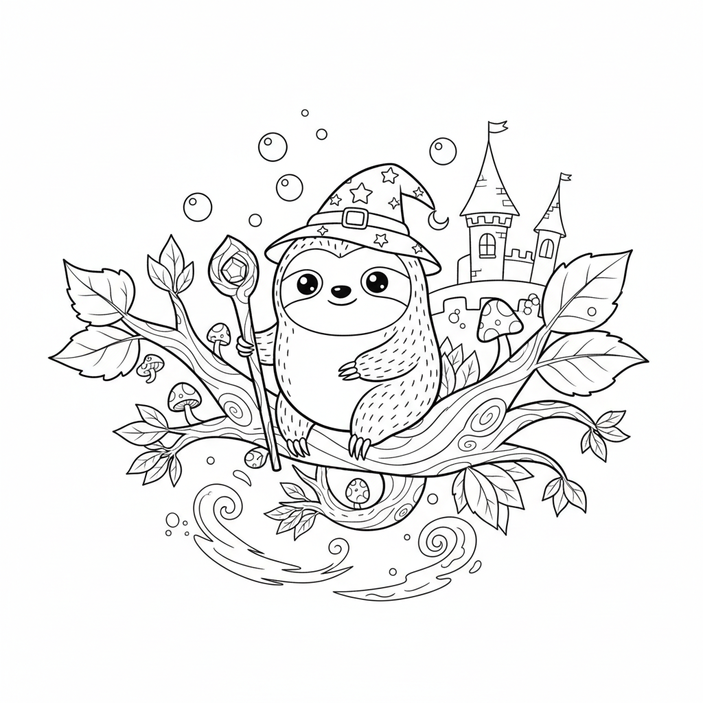 Free printable Sloth coloring page for Everyone. High-quality black and white coloring sheet designed for Everyone. Perfect for creativity and fun.
