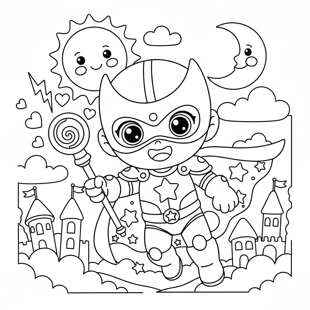Superhero coloring page for everyone - Fantasy style