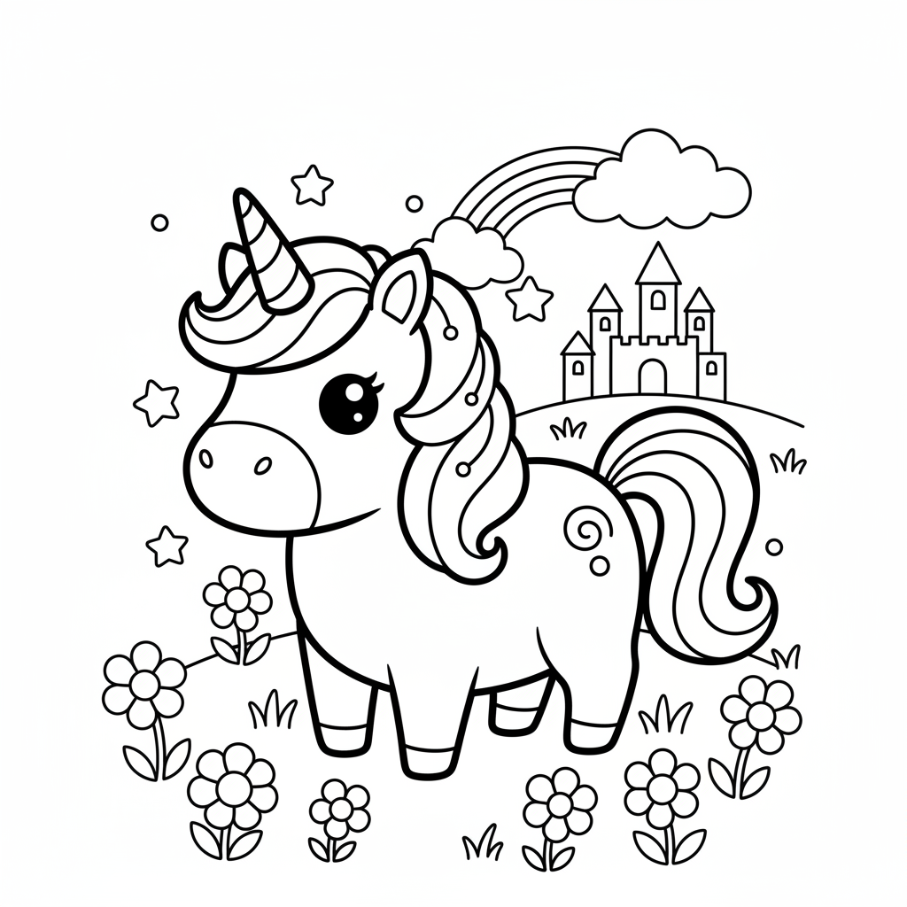 Free printable Unicornio coloring page for Everyone. High-quality black and white coloring sheet designed for Everyone. Perfect for creativity and fun.