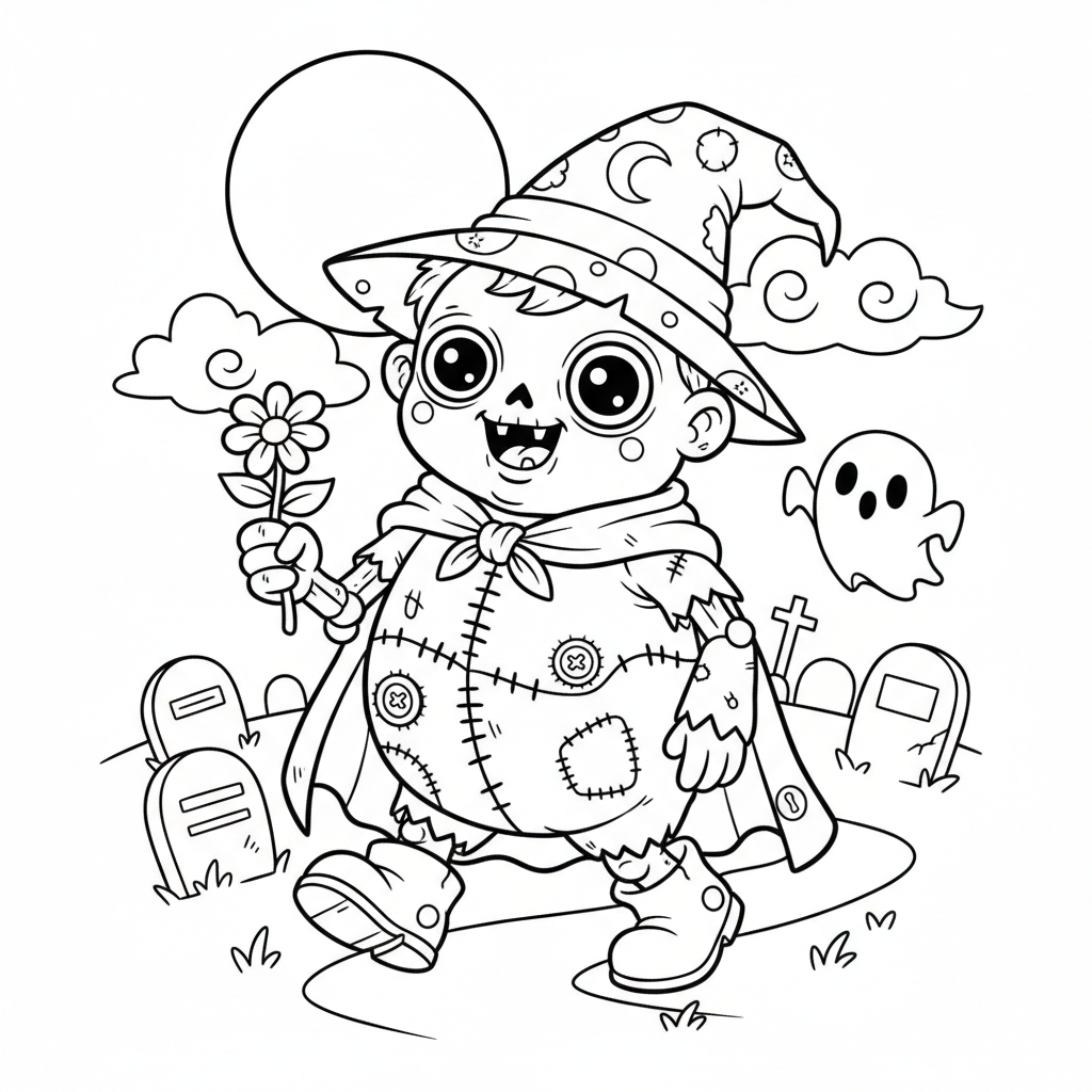 Free printable Zombie coloring page for Everyone. High-quality black and white coloring sheet designed for Everyone. Perfect for creativity and fun.
