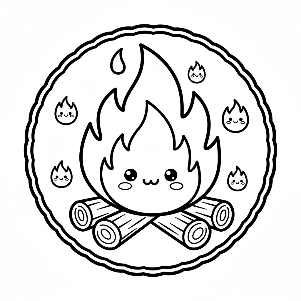 Fire coloring page for adults - Standard style
