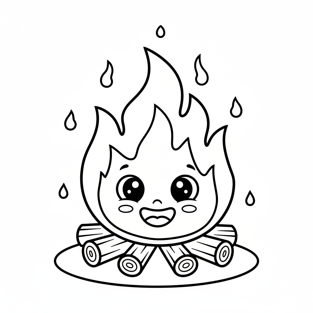 Fire coloring page for kids - Standard style