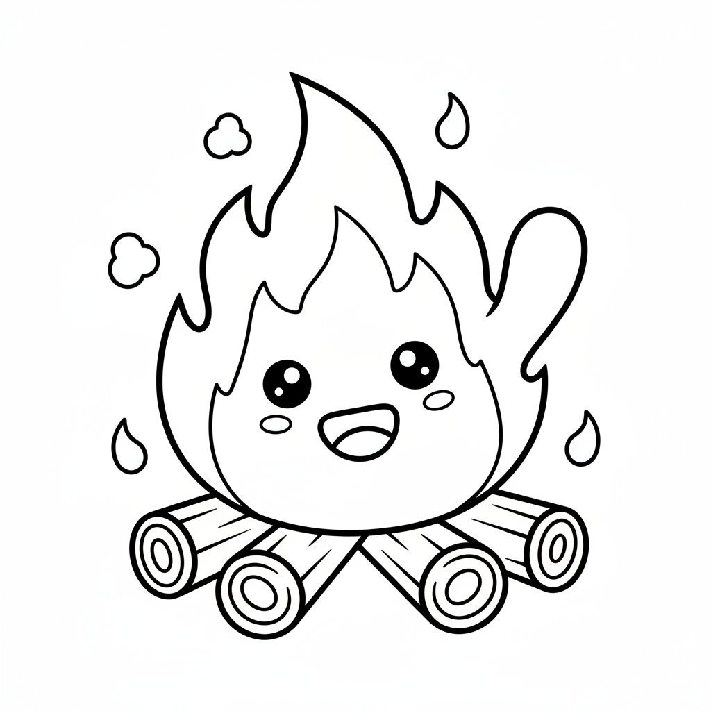 Fire coloring page for preschoolers - Standard style