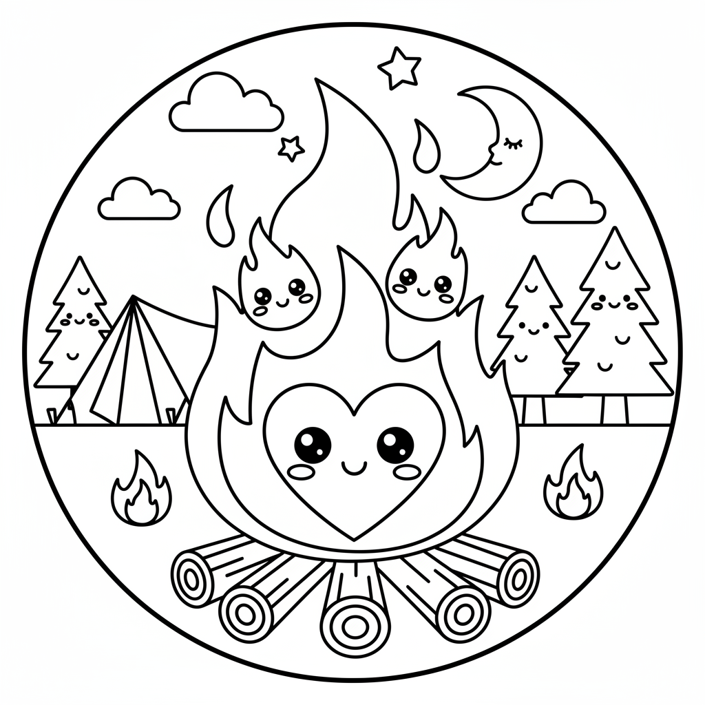 Fire coloring page for teens - Standard style