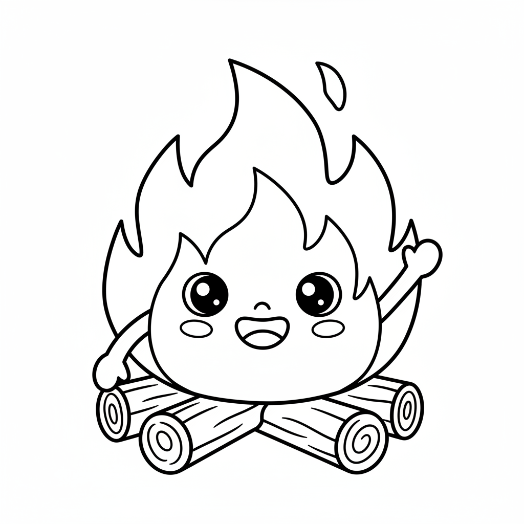 Fire coloring page for toddlers - Standard style