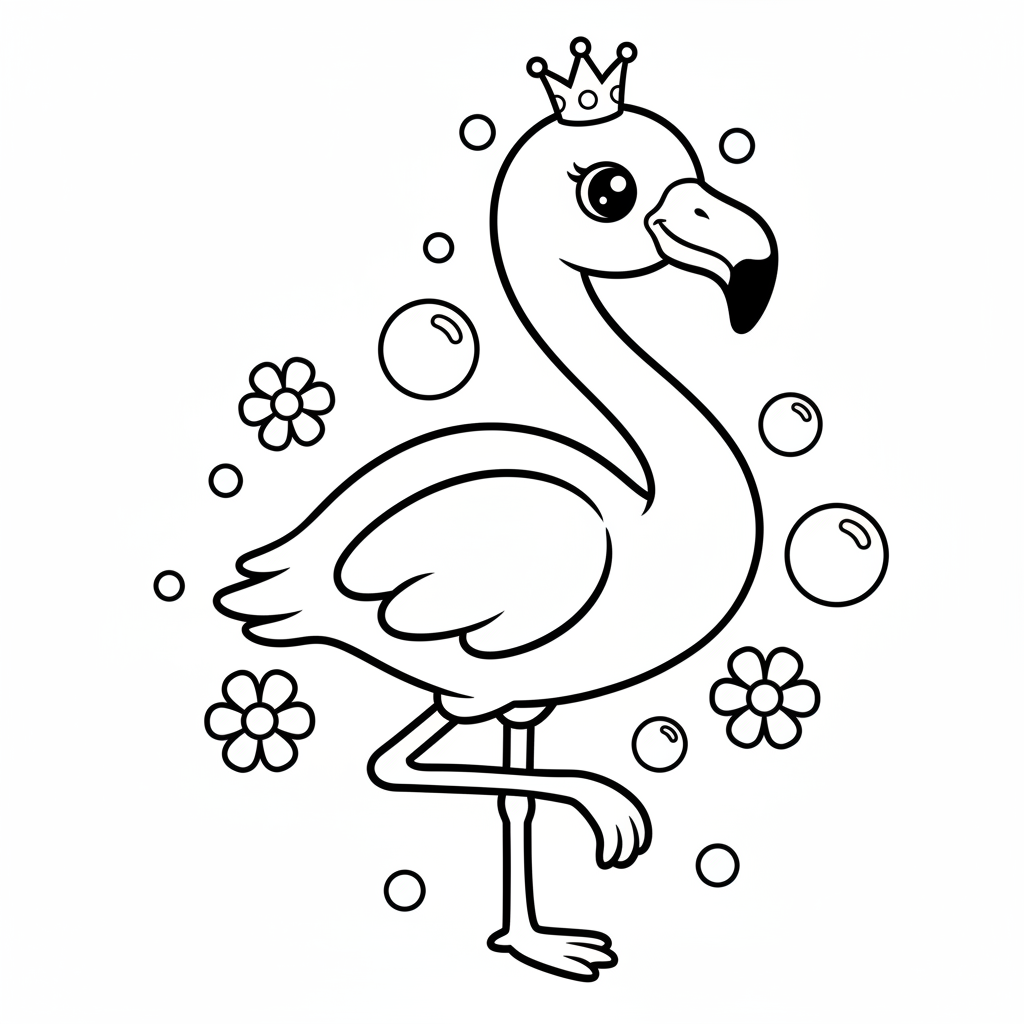Flamingo coloring page for preschoolers - Standard style