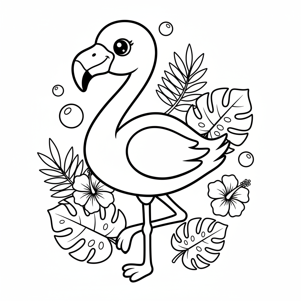 Free printable Flamingo coloring page for Seniors. High-quality black and white coloring sheet designed for Seniors. Perfect for creativity and fun.
