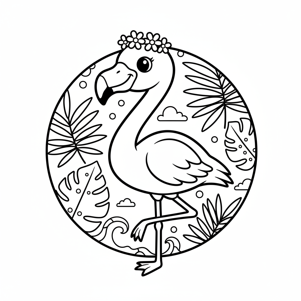 Flamingo coloring page for teens - Standard style