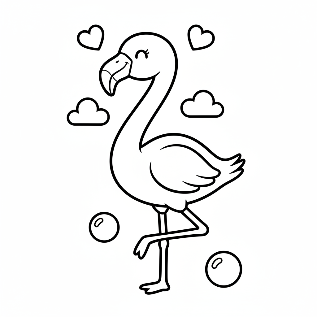 Flamingo coloring page for toddlers - Standard style