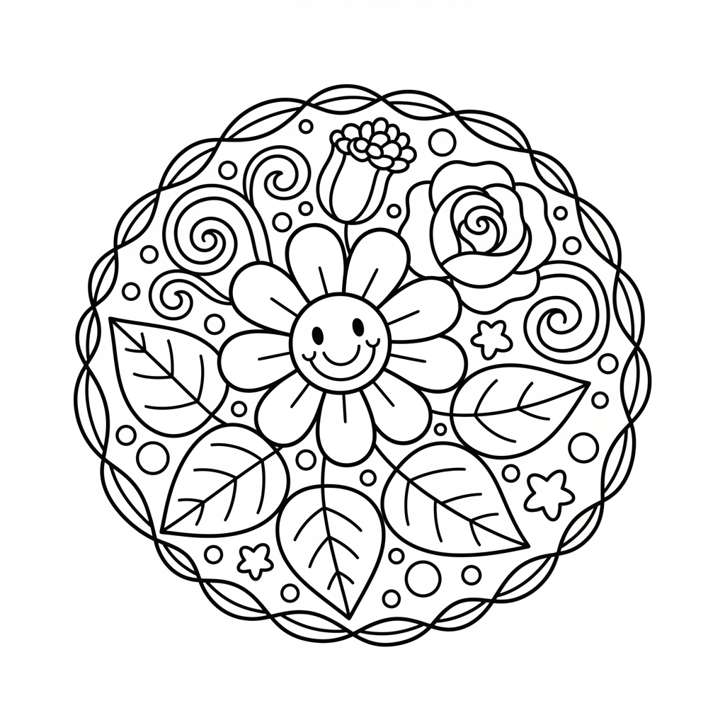 Free printable Floral coloring page for Seniors. High-quality black and white coloring sheet designed for Seniors. Perfect for creativity and fun.