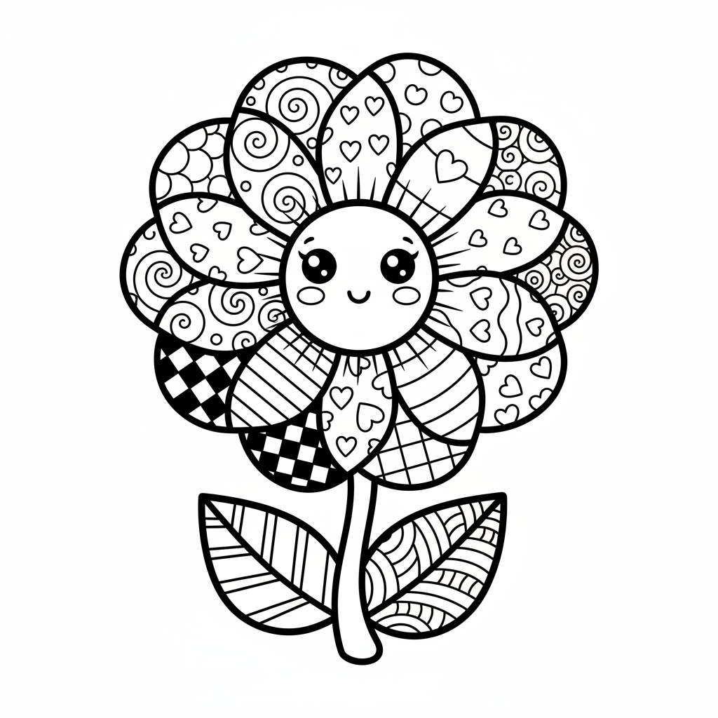 Flower coloring page for adults - Standard style
