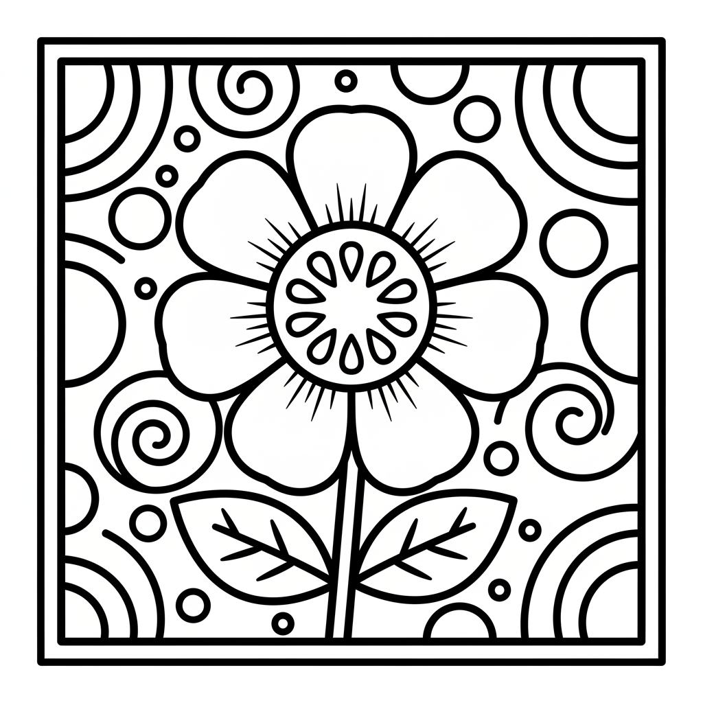 Free printable Flower coloring page for Intermediários. High-quality black and white coloring sheet designed for Intermediários. Perfect for creativity and fun.