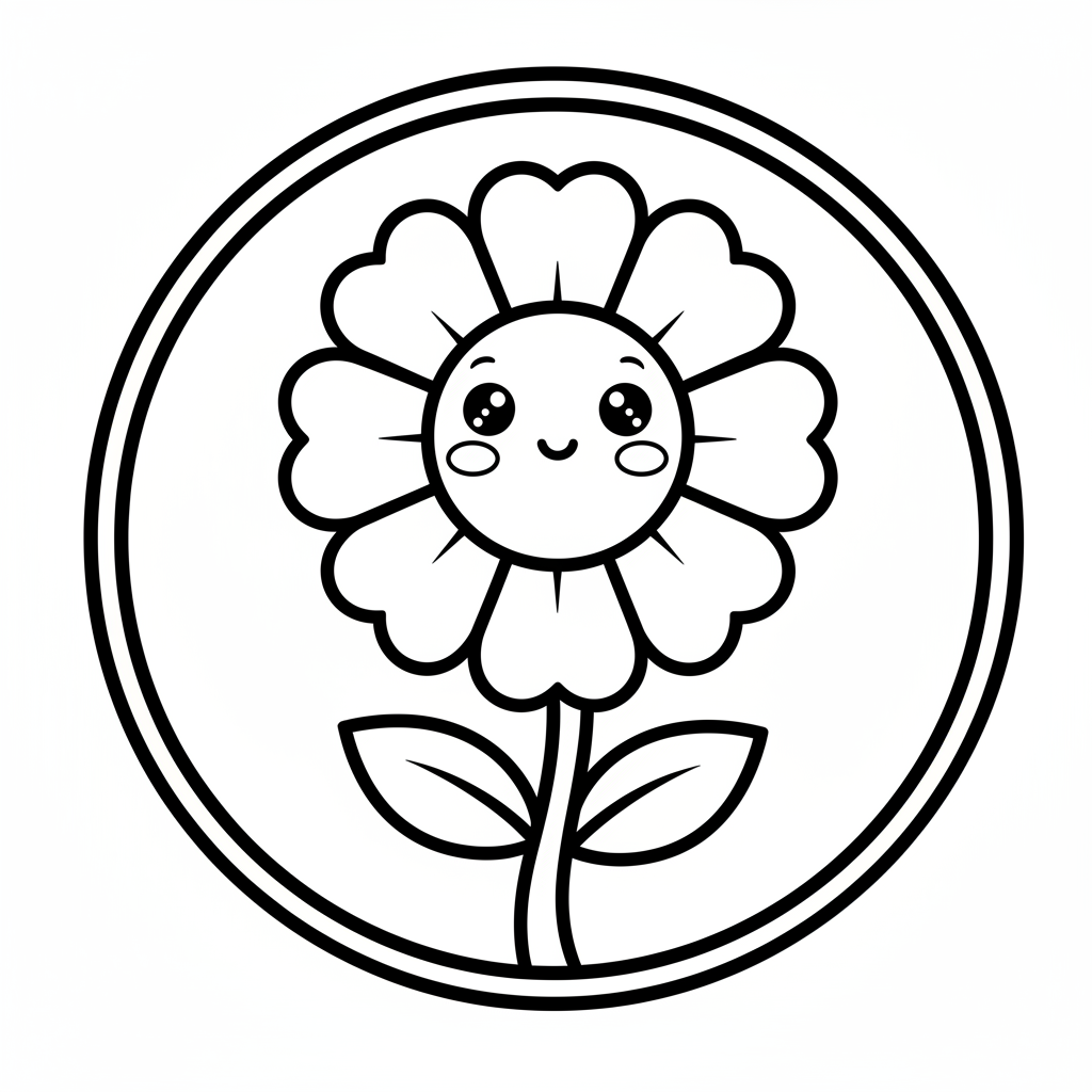 Flower coloring page for kids - Standard style