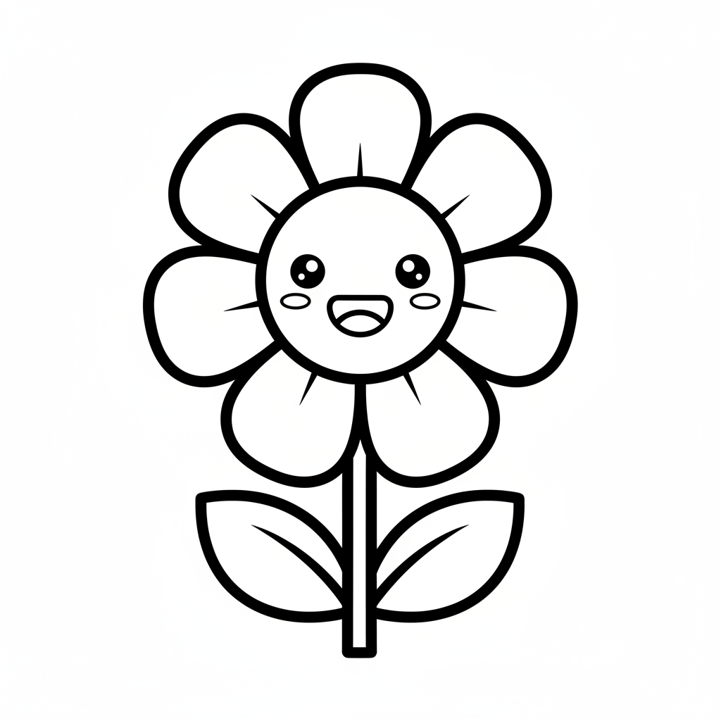 Flower coloring page for preschoolers - Standard style