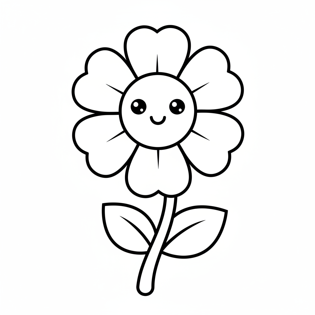 Flower coloring page for toddlers - Standard style