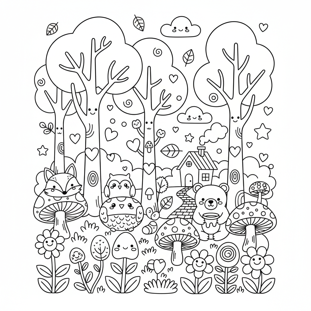 Forest coloring page for adults - Standard style