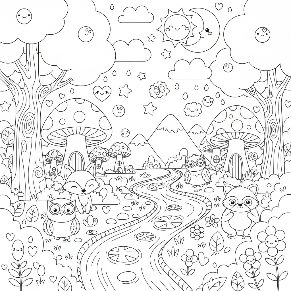 Forest coloring page for teens - Standard style