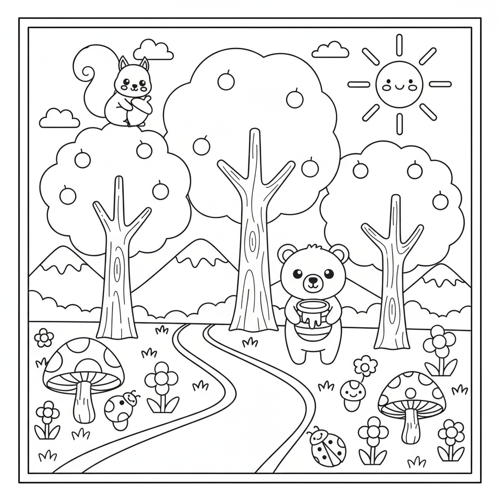 Forest coloring page for toddlers - Standard style