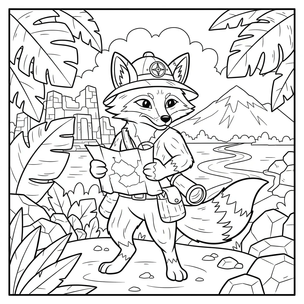 Fox Coloring Page for Boys