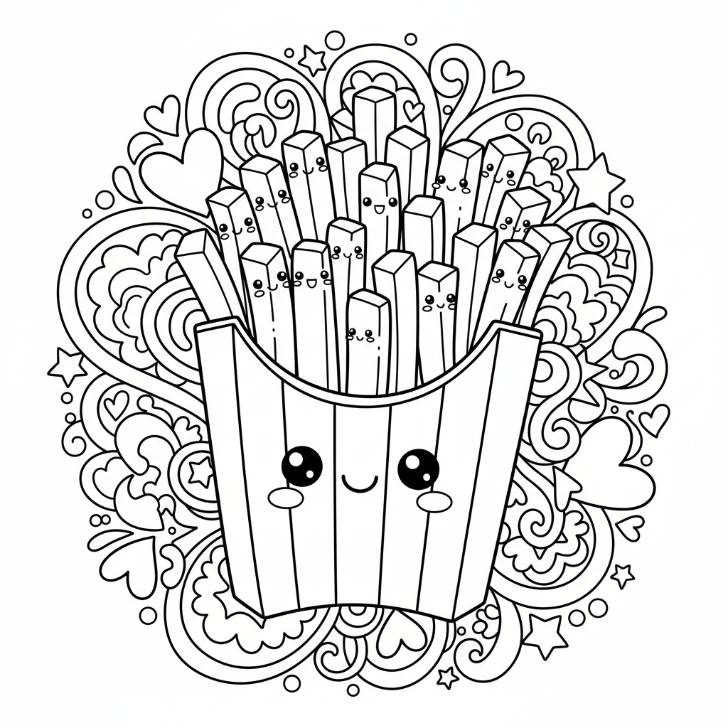 Fries coloring page for adults - Standard style