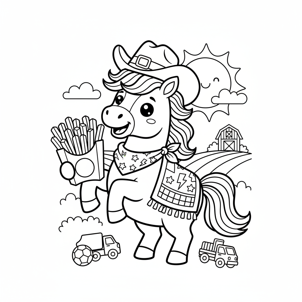 Free printable Fries coloring page for Boys. High-quality black and white coloring sheet designed for Boys. Perfect for creativity and fun.