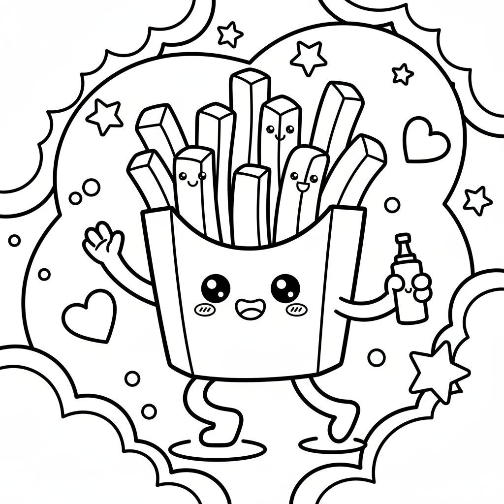 Fries coloring page for teens - Standard style