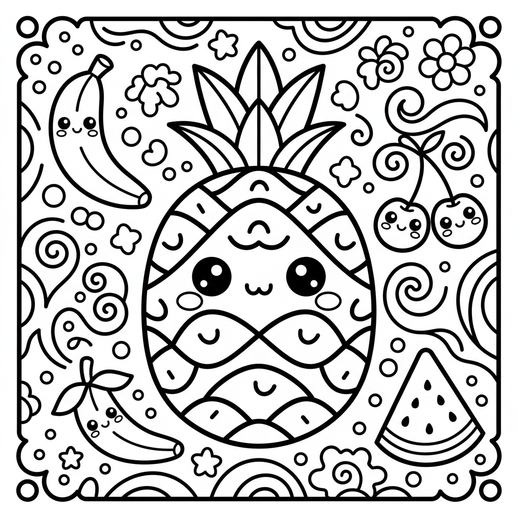 Fruit coloring page for adults - Standard style