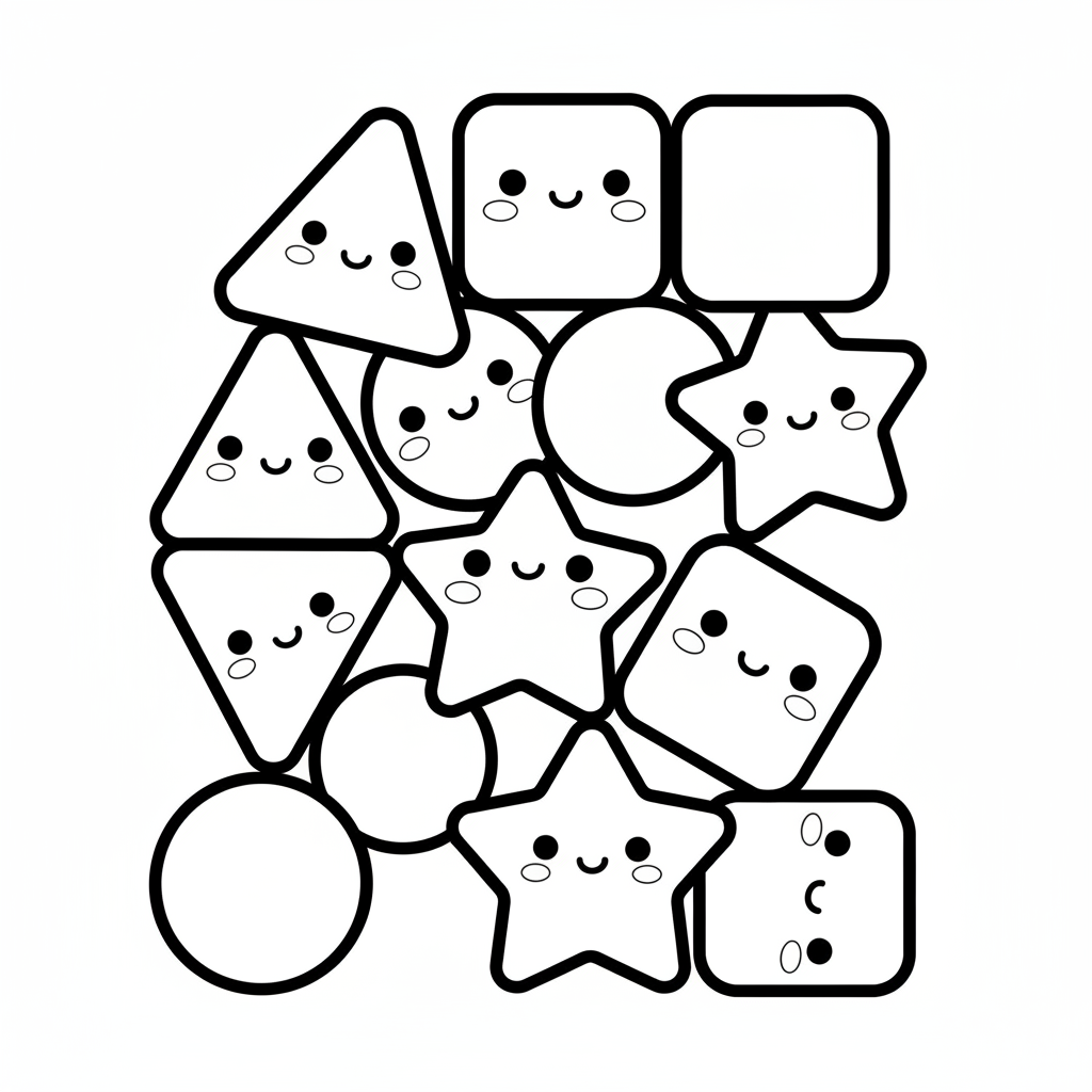 Geometric coloring page for beginners - Standard style