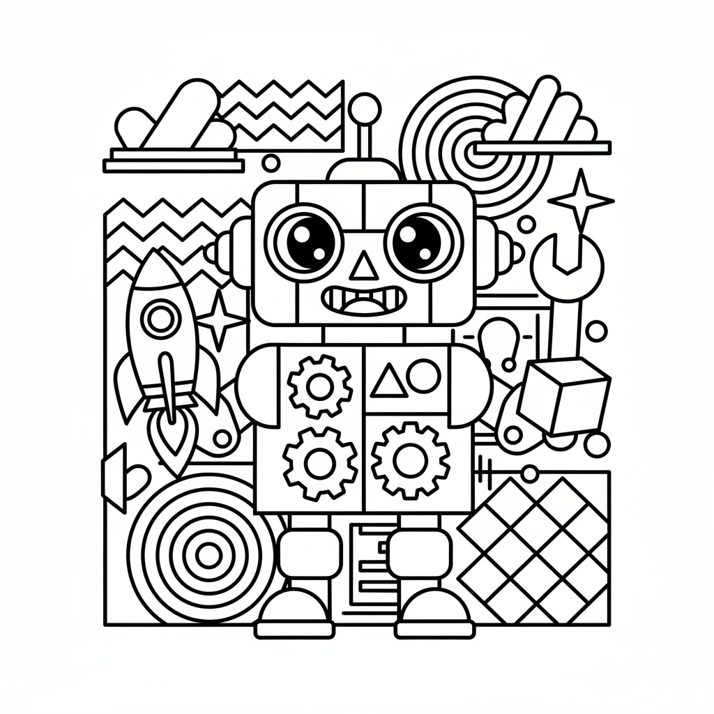 Geometric coloring page for boys - Standard style