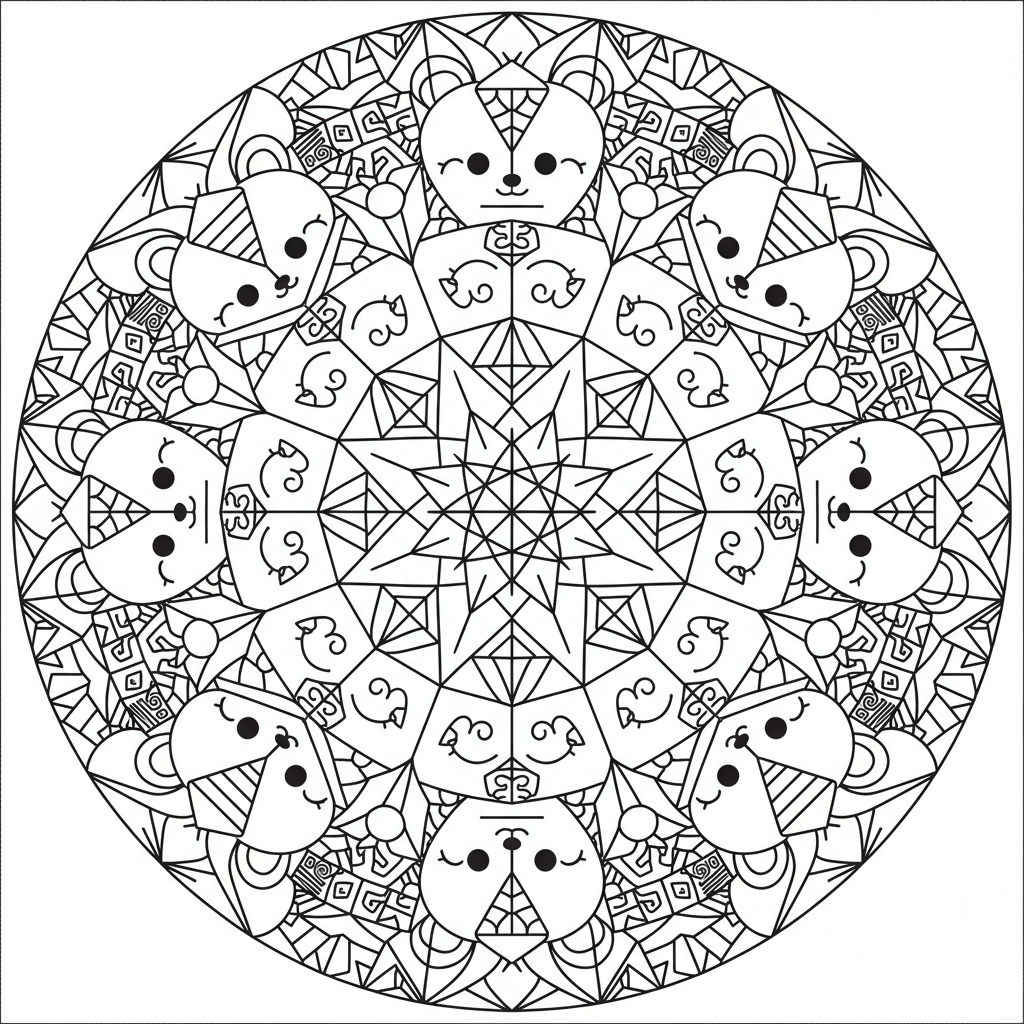 Geometric coloring page for experts - Standard style
