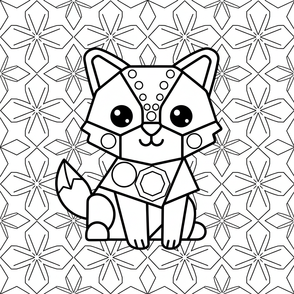 Geometric coloring page for intermediates - Standard style