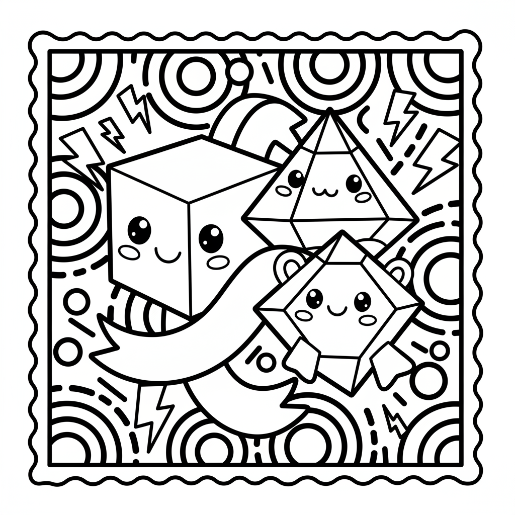 Geometric coloring page for men - Standard style