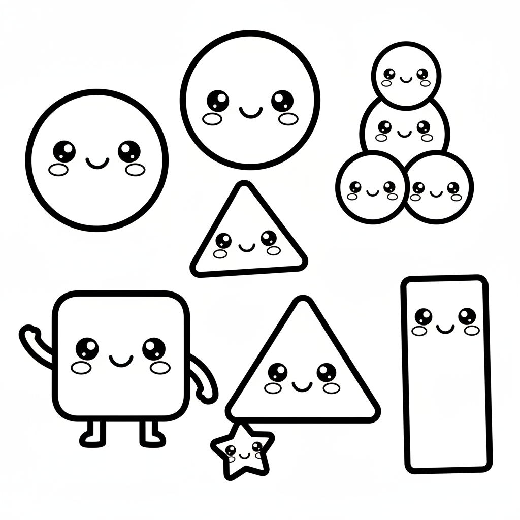 Geometric coloring page for preschoolers - Standard style