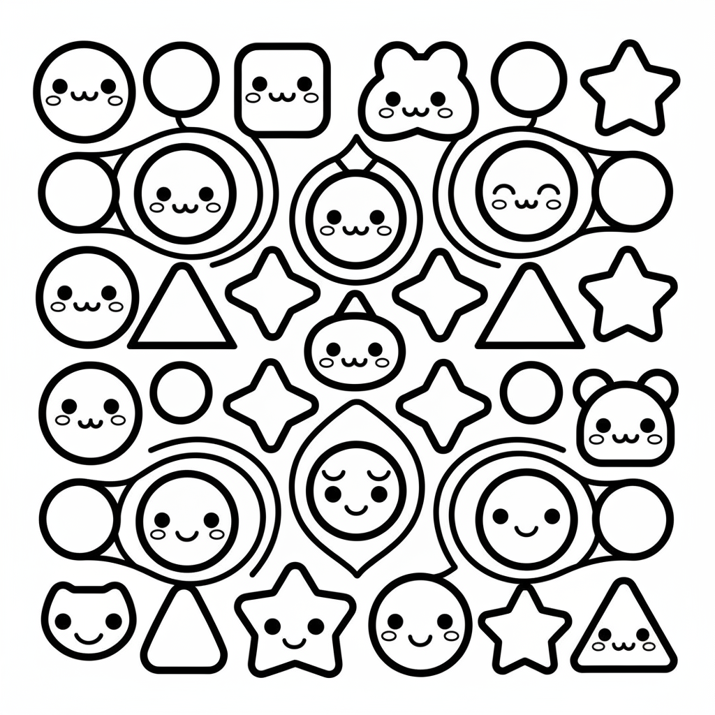 Geometric coloring page for seniors - Standard style