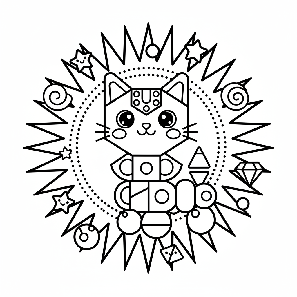 Geometric coloring page for teens - Standard style