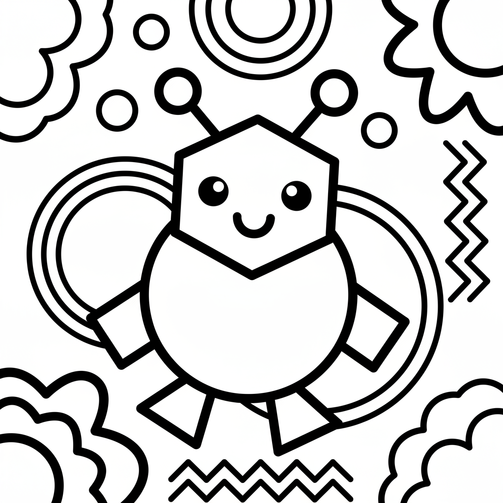 Geometric coloring page for toddlers - Standard style