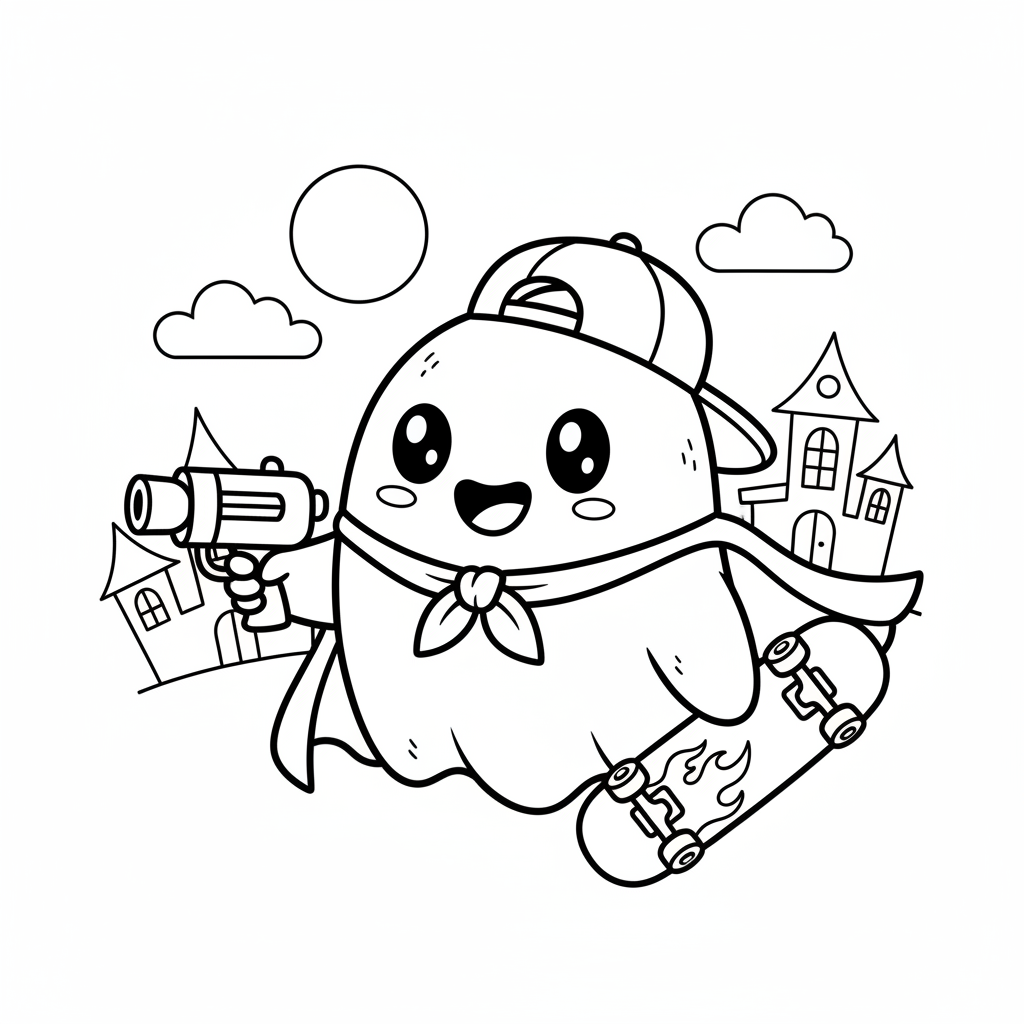 Ghost coloring page for boys - Standard style