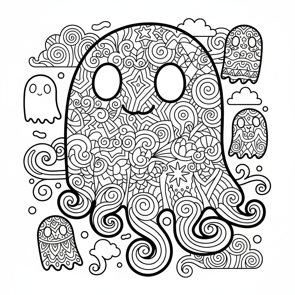 Ghost coloring page for experts - Standard style