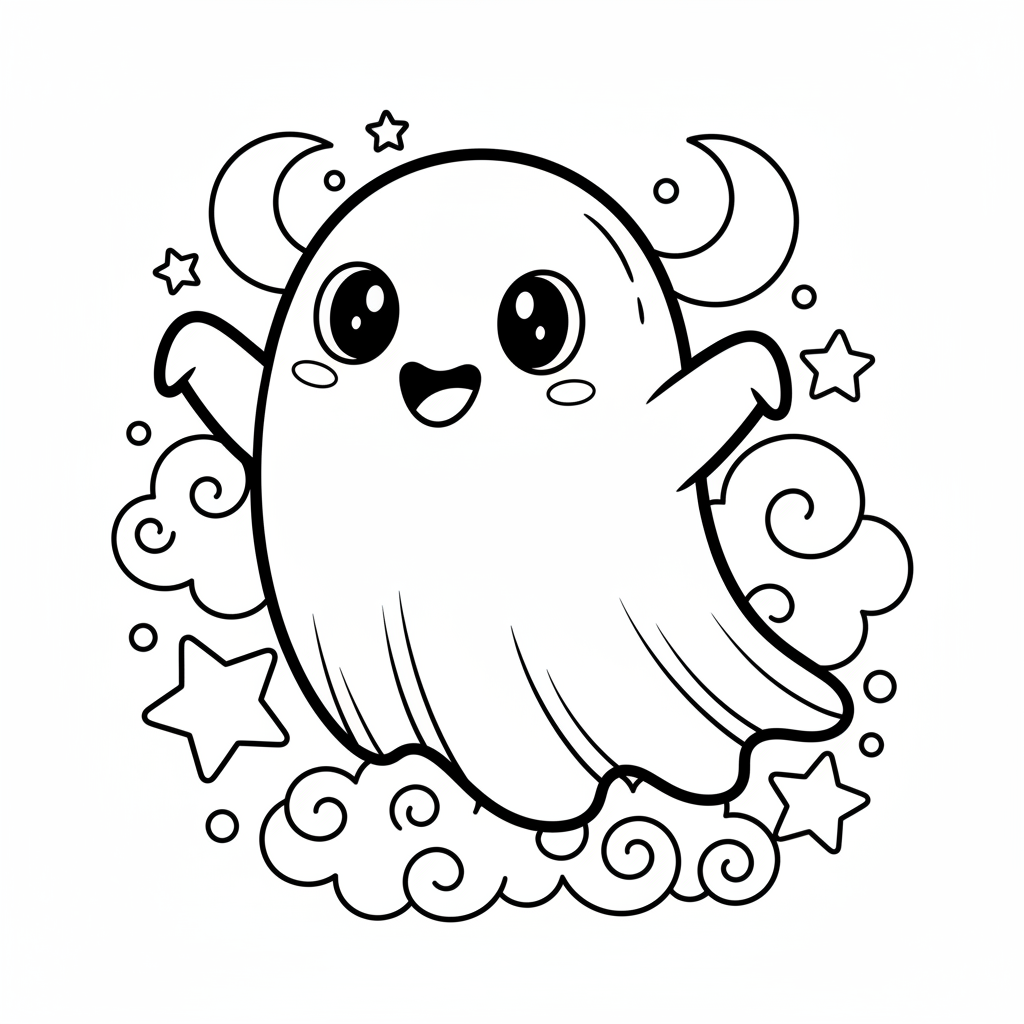 Ghost coloring page for intermediates - Standard style