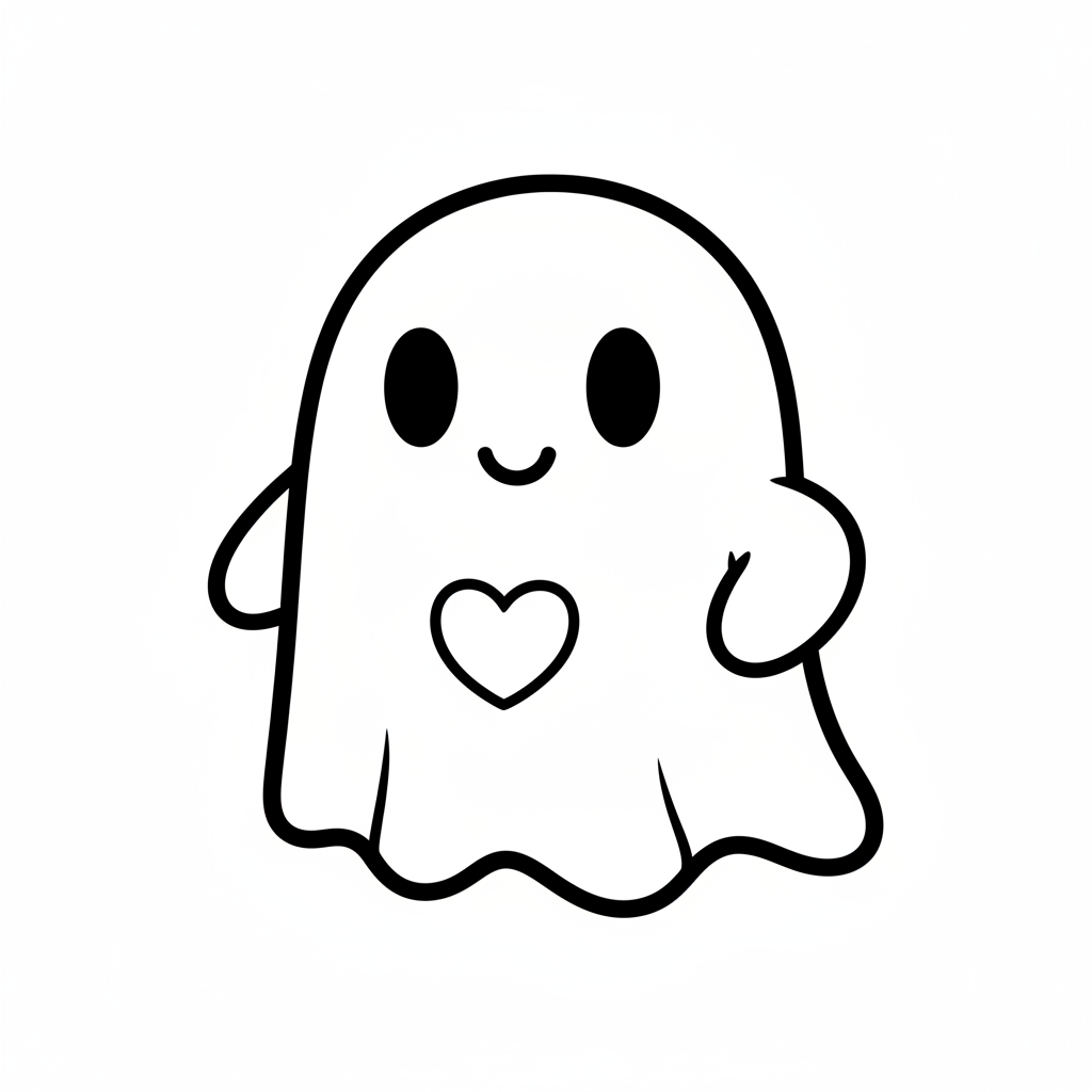 Ghost coloring page for kindergarteners - Standard style
