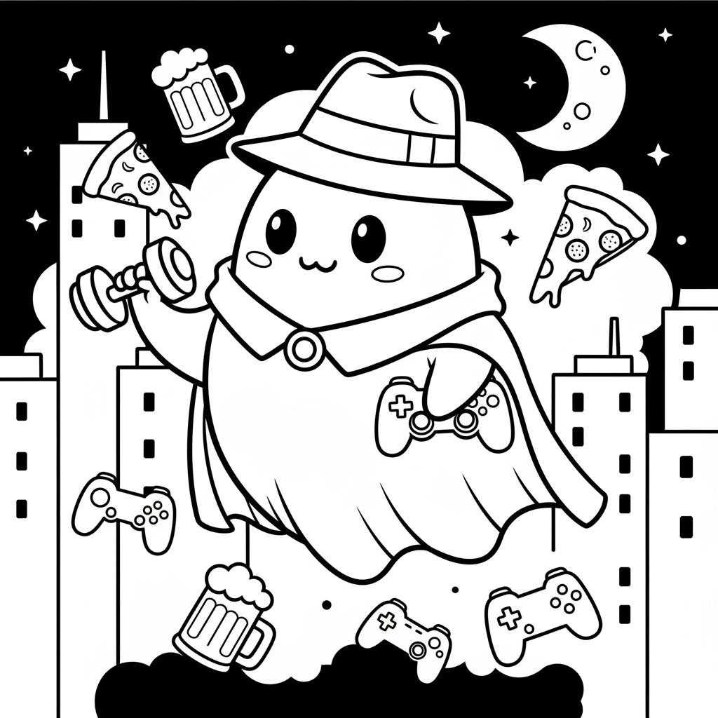Ghost coloring page for men - Standard style